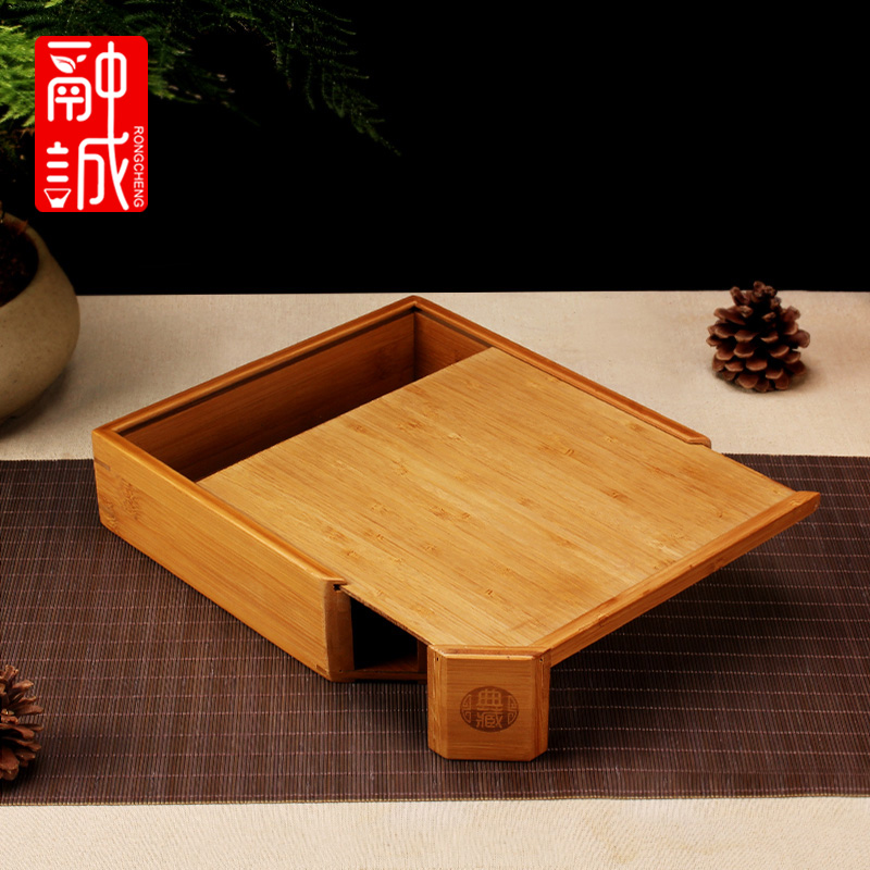 Puer tea box packing box general tea caddy fixings single bamboo tea tray to the receive ChaZhen tea cake contracted points