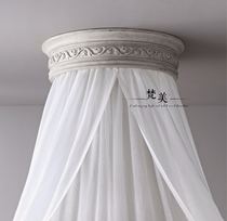 American solid wood carved bed curtain frame Jane European retro old bed crown Bedroom round childrens decorative curtain frame
