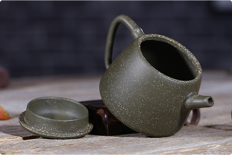 宜兴紫砂壶手工原矿绿泥竹节壶