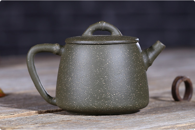 宜兴紫砂壶手工原矿绿泥竹节壶