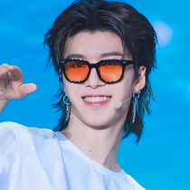 Transparent color sunglasses Womens long face sunglasses mens trend 2021 fashion small square colored Korean trend glasses