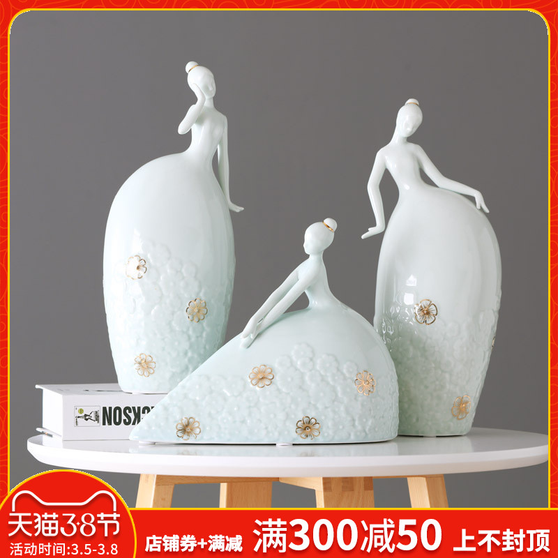 Creative European modern home decoration ceramic ballet girl character furnishing articles of TV ark, wine porch decoration