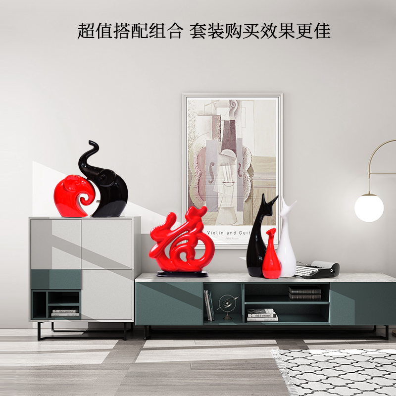 Creative household ceramics couples furnishing articles large animals jewelry ornaments wine sitting room TV cabinet decoration