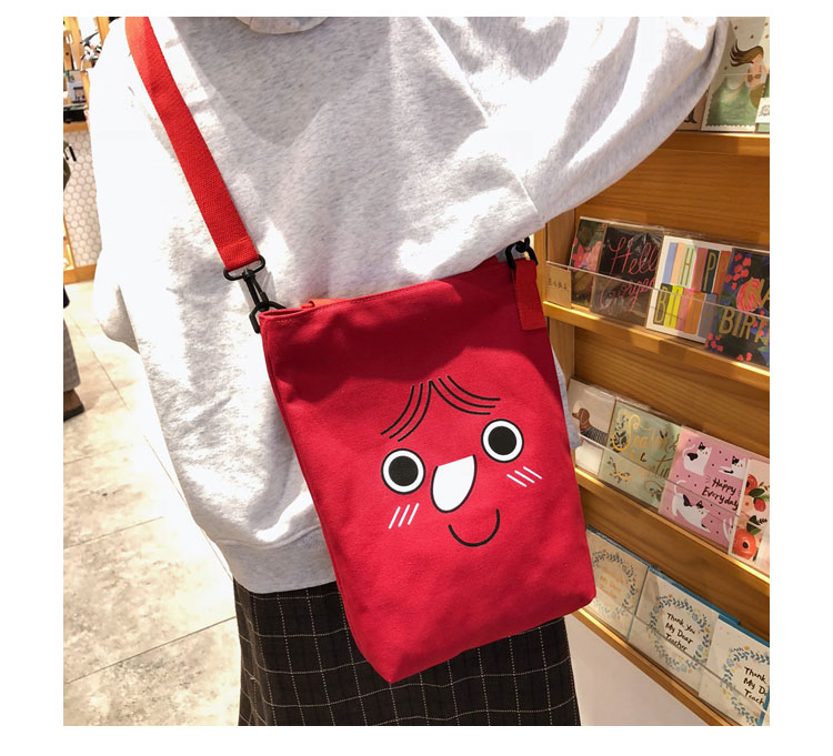 s1166帆布可爱表情单肩斜挎手提包(原图注册仿冒必究)