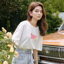 ins white three-dimensional printed short sleeve T-shirt female summer 2021 new student loose half sleeve shirt cotton body tide