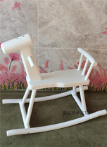 Childrens rocking horse solid wood thick rocking chair White 3-6 years old adults can sit north ins decoration kindergarten birthday gift