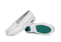 Comfortable wear-resistant PU thick-soled massage air cushion shoes soft top leather wedge shoes mom shoes white breathable nurse shoes