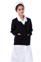 Lien Noo Siping plus velvet thickened nurse sweater coat cardigan dark blue V-collar doctors clothing mothers clothing
