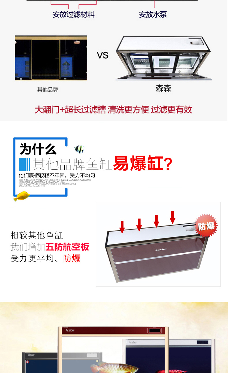 森森鱼缸水族箱生态鱼缸金鱼缸玻璃中型底过滤免换水1.2米hlt-6代