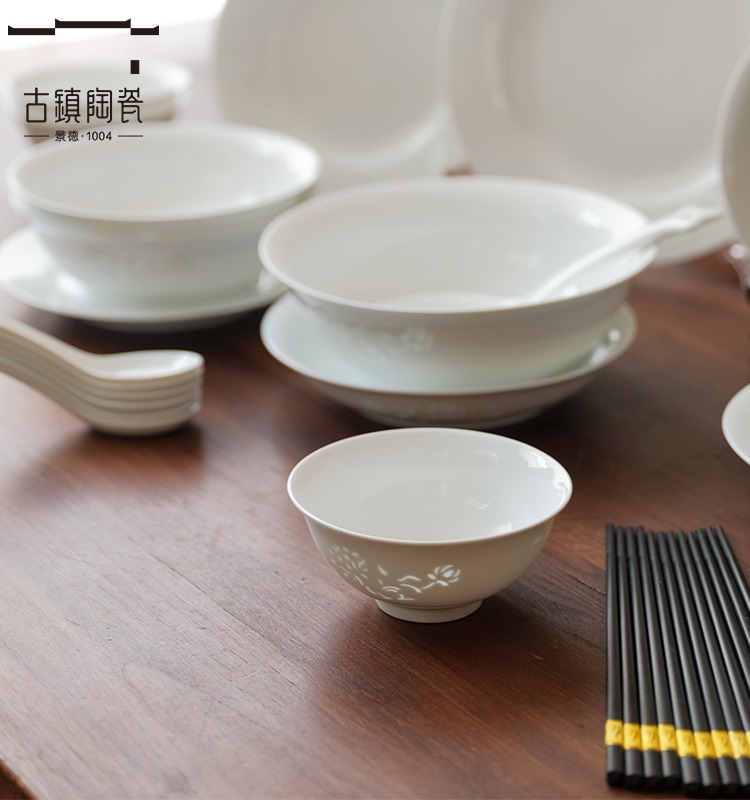 Bowl and Dish Set Household Bowl Ceramic Bowl New Rice Bowl Noodle Bowl Chopsticks Spoon Bowl Set Plate Dishes Tableware