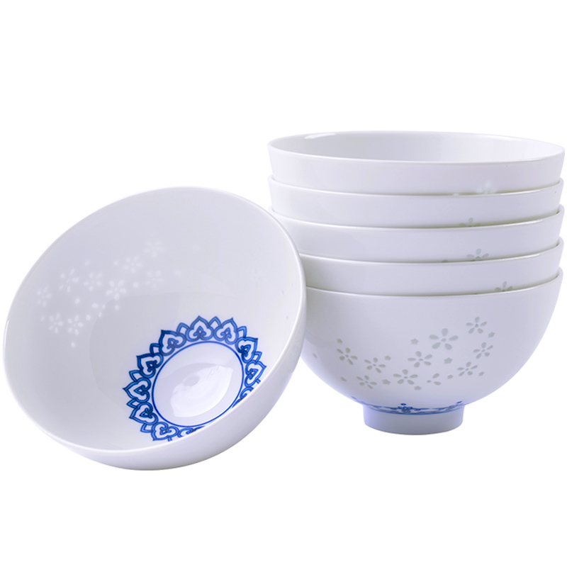 The Spring of jingdezhen ceramic bowl blue and white household individual move and exquisite ceramic bowl bowl bowls creative cutlery set