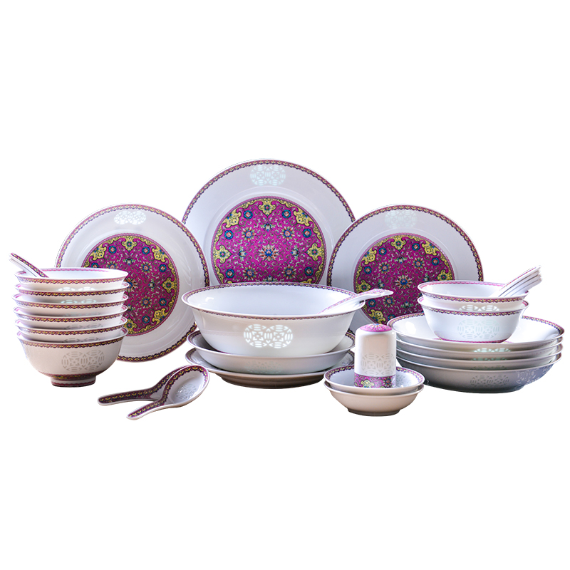 Tableware suit household Nordic breeze light much creative jingdezhen ceramic dishes enamel Tableware and exquisite porcelain bowl