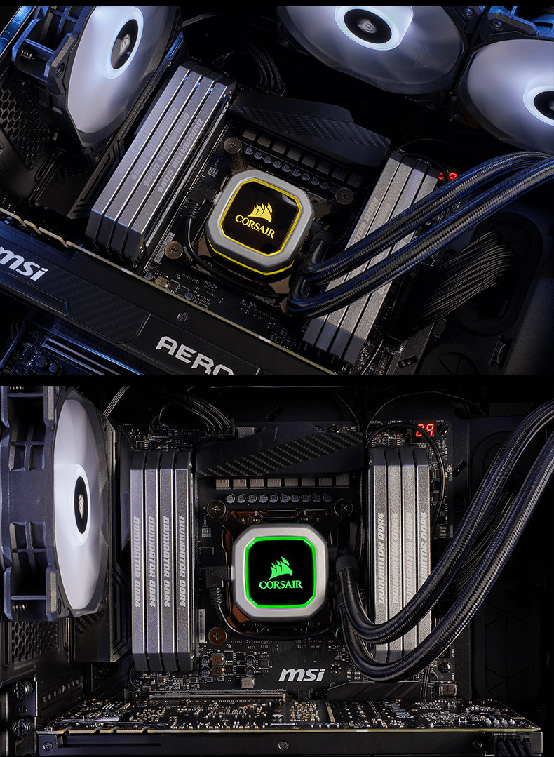 美商海盗船 h115i /h150i pro rgb一体式水冷散热器280/360mm冷排