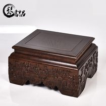 Ebony wood carving water wave pattern base solid wood jade stone ornaments flower pot base square Buddha statue base for Buddha platform
