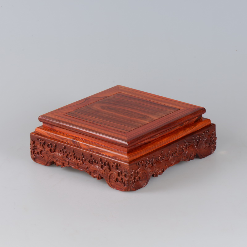 Red wingceltis rectangular stone Buddha statues carved mahogany base the duke guan flowers miniascape furnishing articles base solid wood square