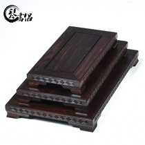 Ebony wood carving reprint rectangular base flower bonsai base small potted base solid wood ornaments bracket square table