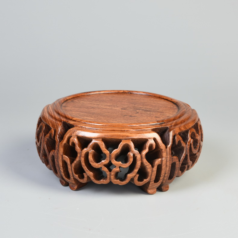 Redwood base rosewood carving clouds, what round base solid wood vases, incense burners are it tea base