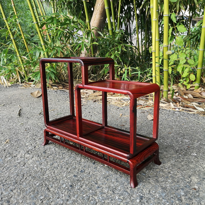 Small red acid branch m letters treasure cabinet rich ancient frame wood carving handicraft furnishing articles miniascape base ceramic tea pot - base frame