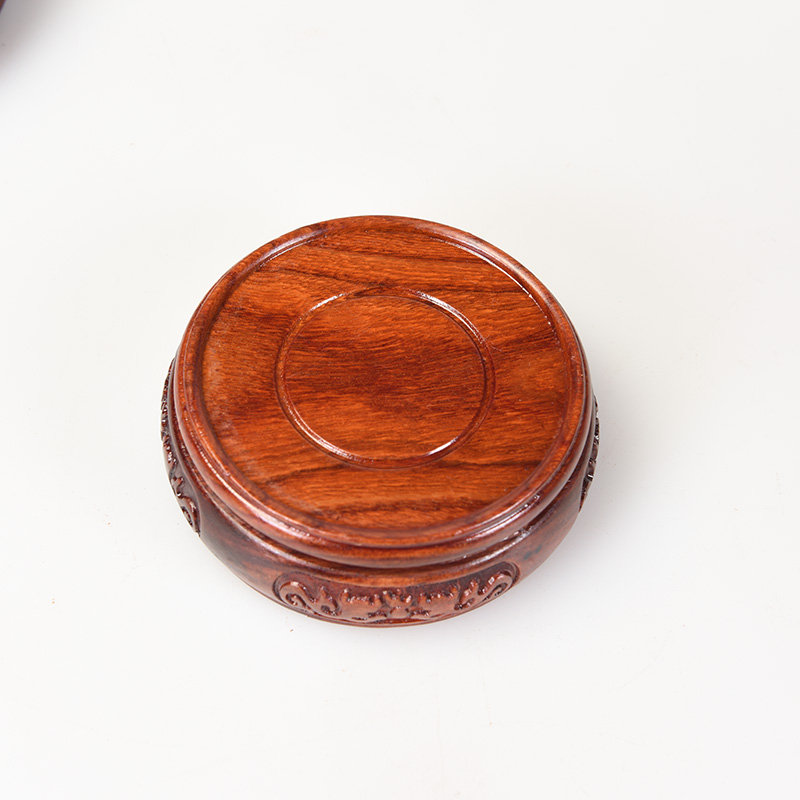 Carved wooden chicken wings wood red wingceltis, black catalpa wood carving set of 7 round base solid wood monolith teacup pad it base