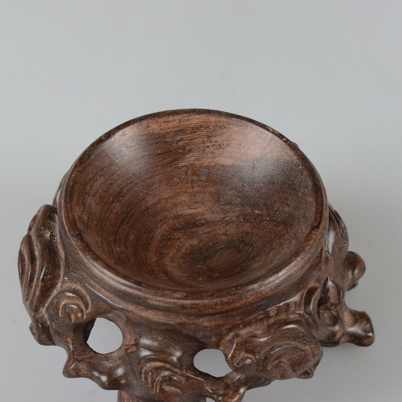 Black catalpa wood, crystal ball base solid wood base egg decorating seat gourd walnut real wood, hollow base