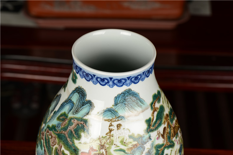 Pianology picking jingdezhen manual hand - made antique ceramics, vases, home act the role ofing is tasted deer imitation qianlong pastel painting