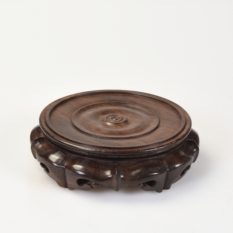 Pianology picking ebony woodcarvings monolith round wooden base antique vase base solid wood flower miniascape of base