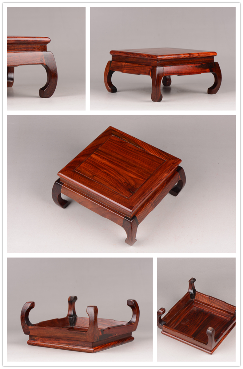 Pianology picking red rosewood carving stone flower miniascape of bright type square table base are it base furnishing articles of handicraft