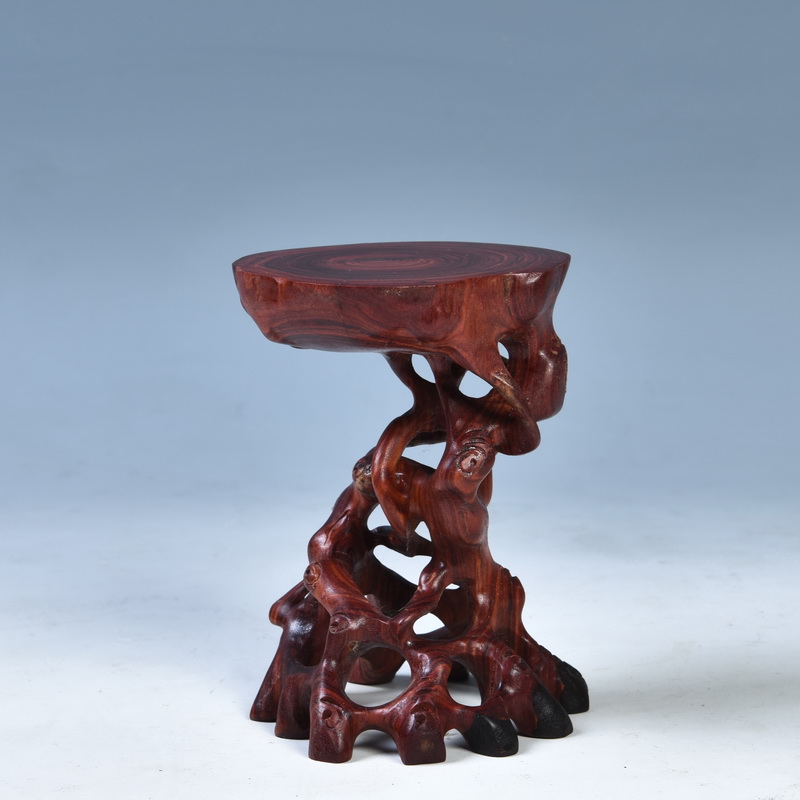 Pianology picking red wingceltis carved with stone, jade bonsai base base round solid wood flowerpot base