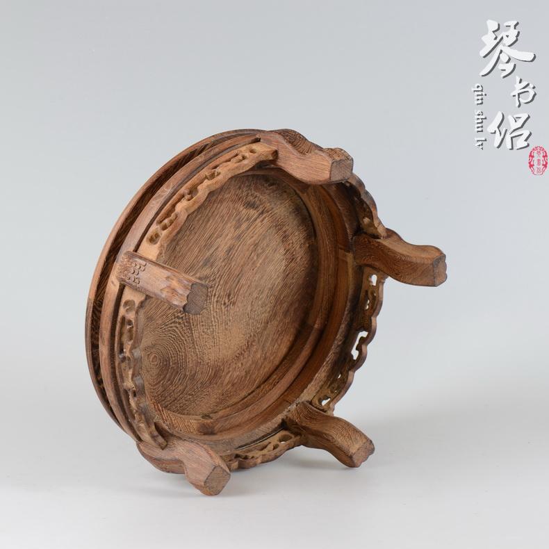 Wenge base woodcarving tank base vase miniascape air conditioning base solid wood stone Buddha base rounded