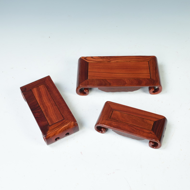 Red sandalwood scroll square table miniascape of rectangle base jade penjing base solid wood real wood base, the mythical wild animal base