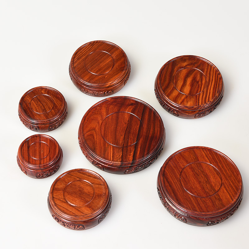 Carved wooden chicken wings wood red wingceltis, black catalpa wood carving set of 7 round base solid wood monolith teacup pad it base