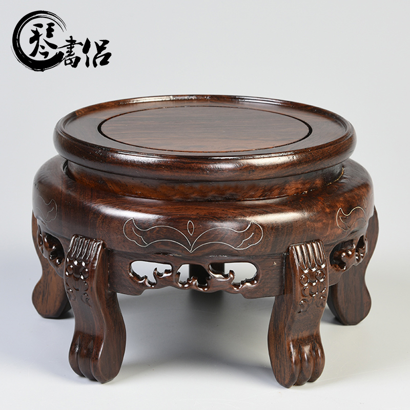 Solid wood sword fish tank base cylinder vase bonsai base circle of Buddha base household act the role ofing is tasted furnishing articles base frame