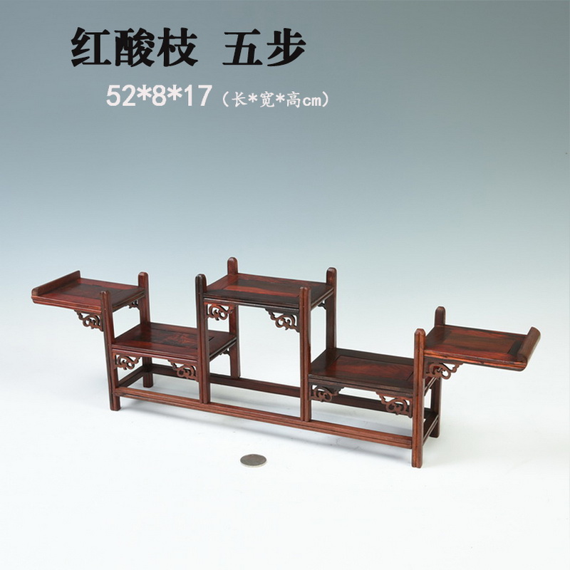 Small red acid branch m letters treasure cabinet rich ancient frame wood carving handicraft furnishing articles miniascape base ceramic tea pot - base frame