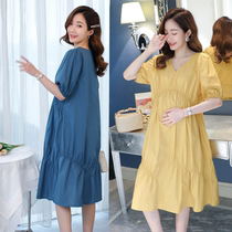 Pregnant woman with dress and summer clothing fashion out of style Loose Conspicuic Style Tea Hysteria Dresses Summer Hot Moms Little Subdresses