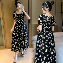 Pregnancy Woman Dress Stylish Fashion Models 2022 New Ocean Gas Great Code Square Collar Crushed Flowers Pregnant Women Dress Dress Summer Long Dresses
