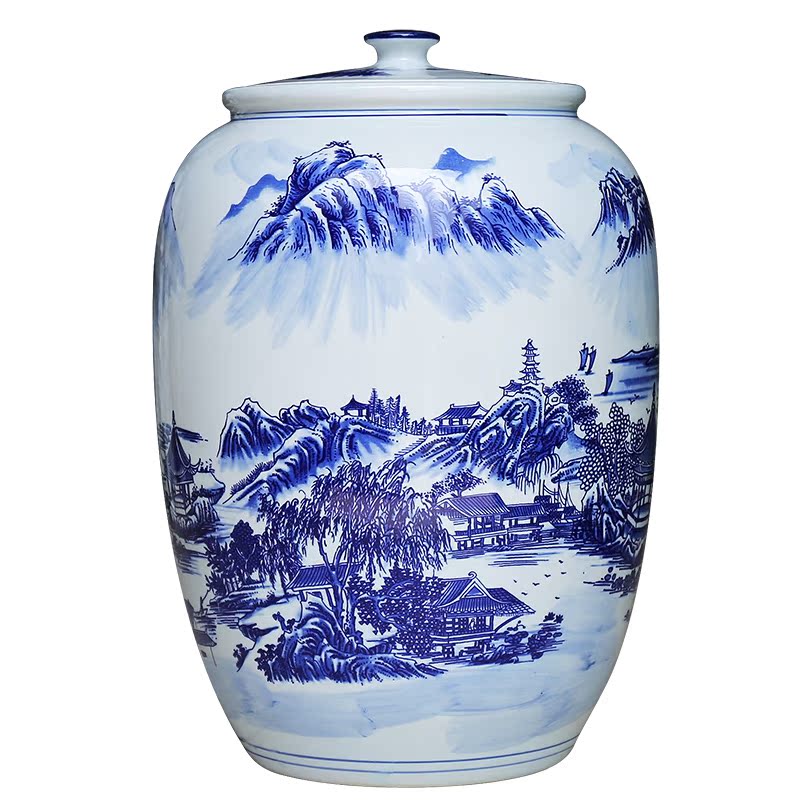 Jingdezhen ceramics large blue and white seal pot candy jar household act the role ofing is tasted furnishing articles storage tank barrel sitting room