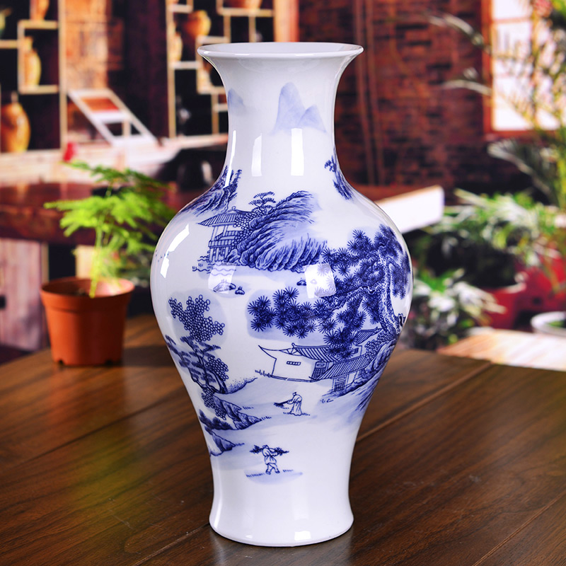 Jingdezhen blue and white porcelain ceramic vase and the sitting room of Chinese style household contracted place decoration ideas