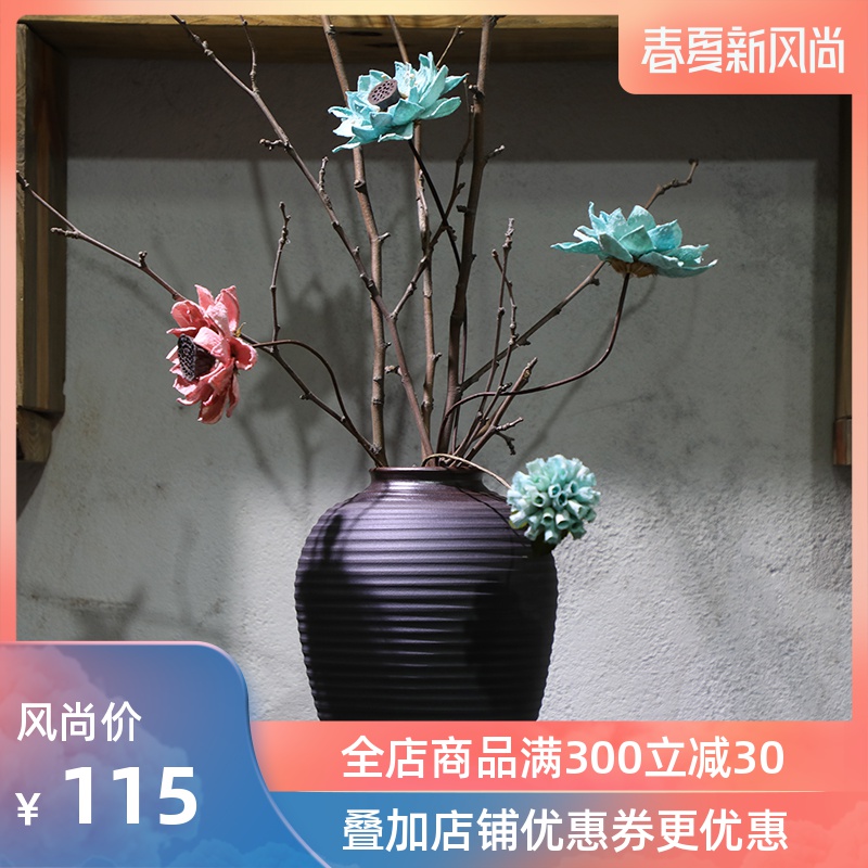 Coarse pottery hand throwing old firewood straightforward style earthenware do old pottery flowerpot vase flower, dried flower POTS