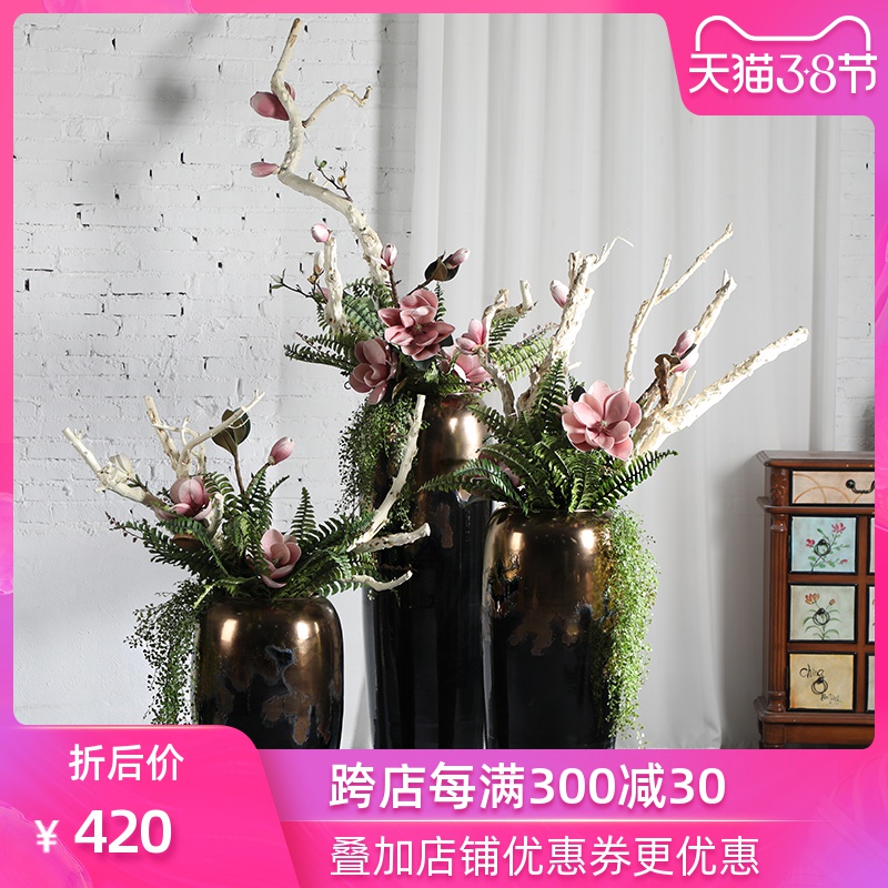 Modern light key-2 luxury Chinese ceramic floor dry flower vases, flower arrangement sitting room of large floral suit landscape modelling furnishing articles