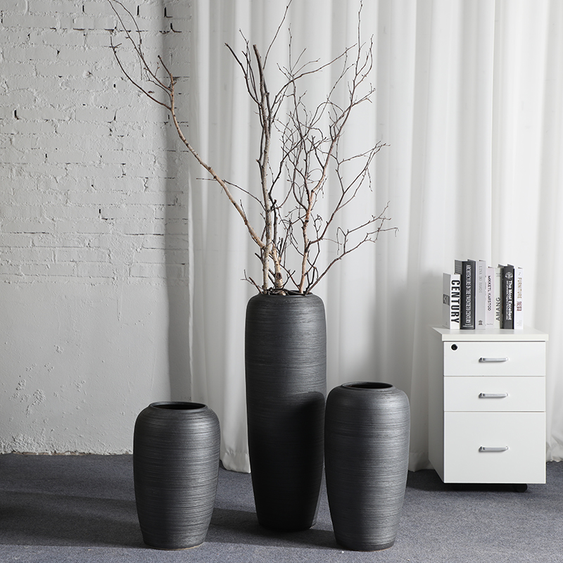 Jingdezhen ceramic vase landing Nordic I and contracted, dried flowers, flower arrangement sitting room adornment is placed to restore ancient ways pottery basin