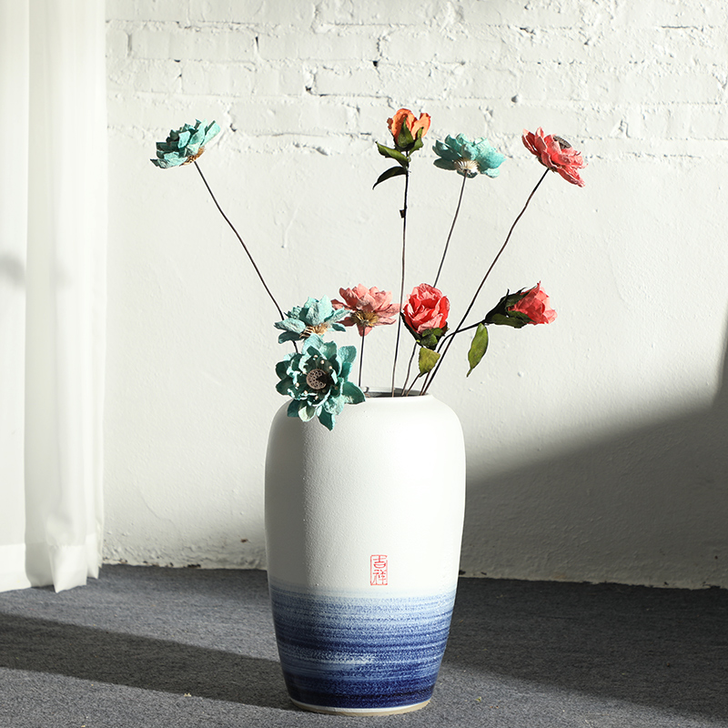 New Chinese style floor vases, flower arranging, the sitting room porch household adornment of jingdezhen ceramic dried flowers large floral furnishing articles