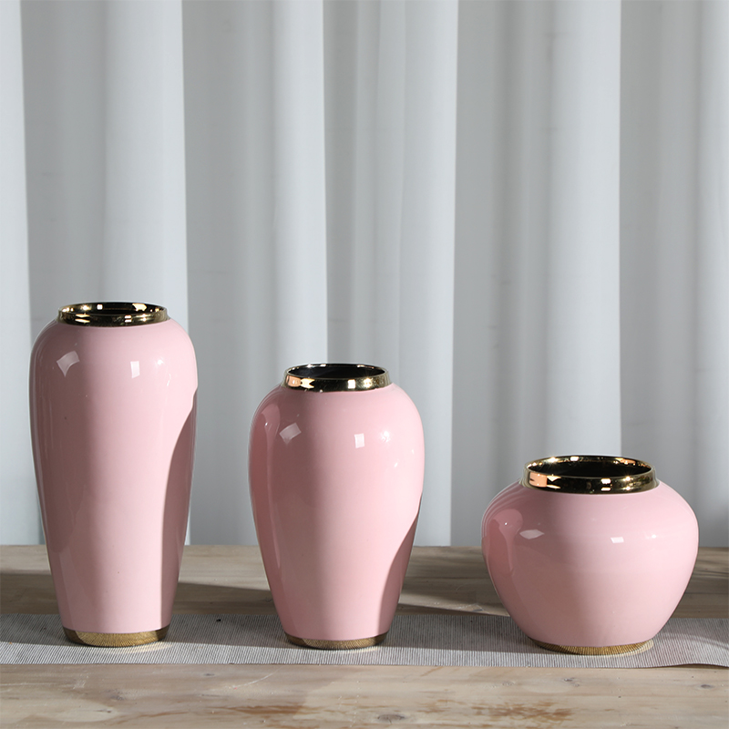 Nordic ins furnishing articles pink ceramic vase dandelion flower arrangement sitting room decoration is contracted and I household adornment