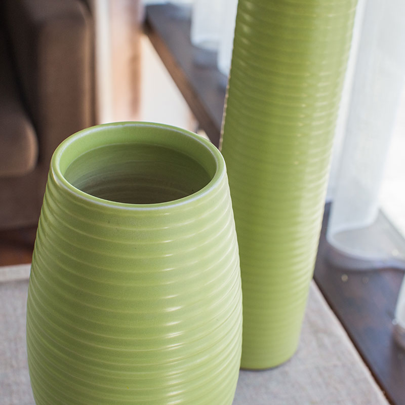 I and contracted vase three - piece household act the role ofing is tasted is green, jingdezhen ceramic sitting room adornment