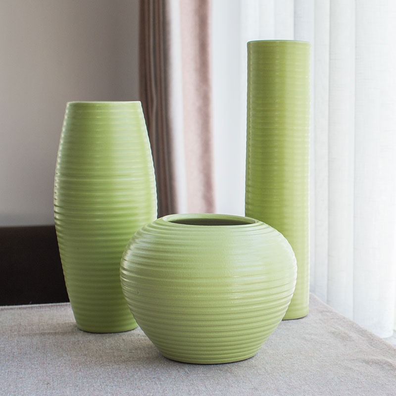 I and contracted vase three - piece household act the role ofing is tasted is green, jingdezhen ceramic sitting room adornment