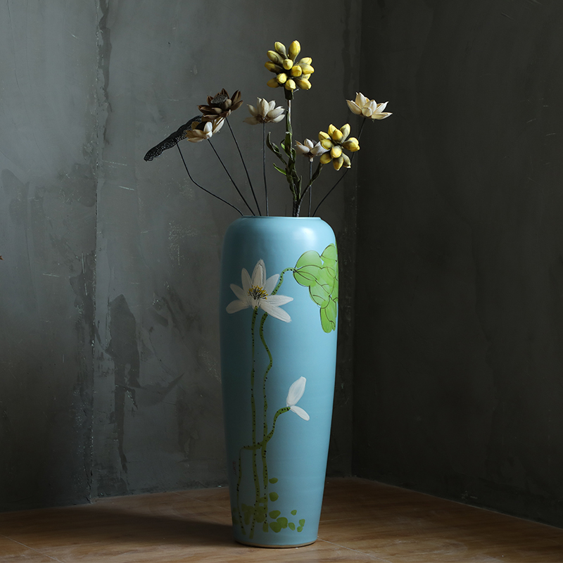 Jingdezhen ceramic vase furnishing articles sitting room porch hand - made vases contracted household adornment style floor vase