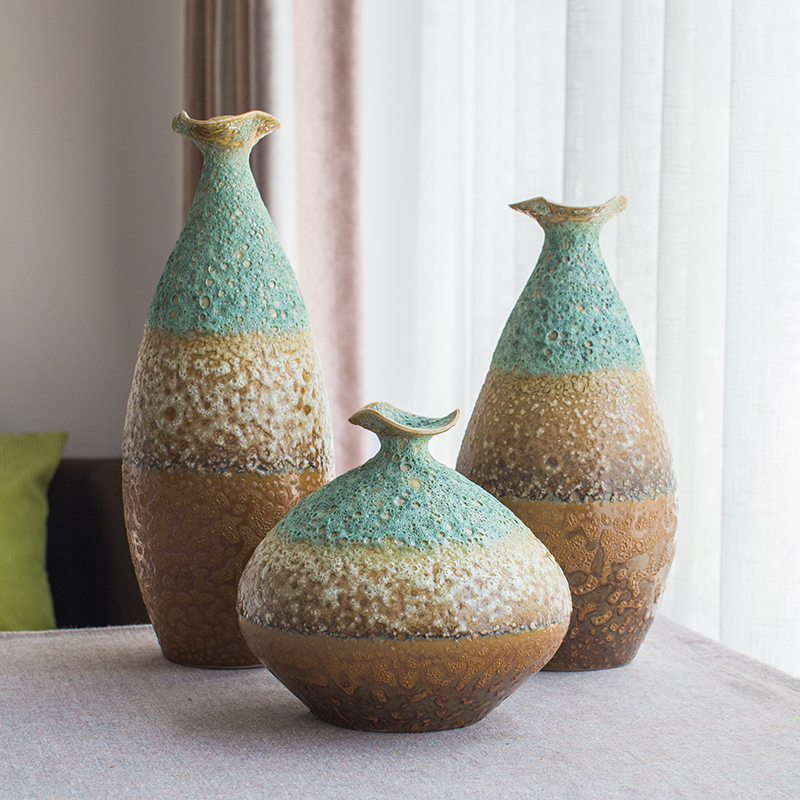 American southeast Asia vase three - piece jingdezhen ceramic vase household adornment furnishing articles hotel club house decoration