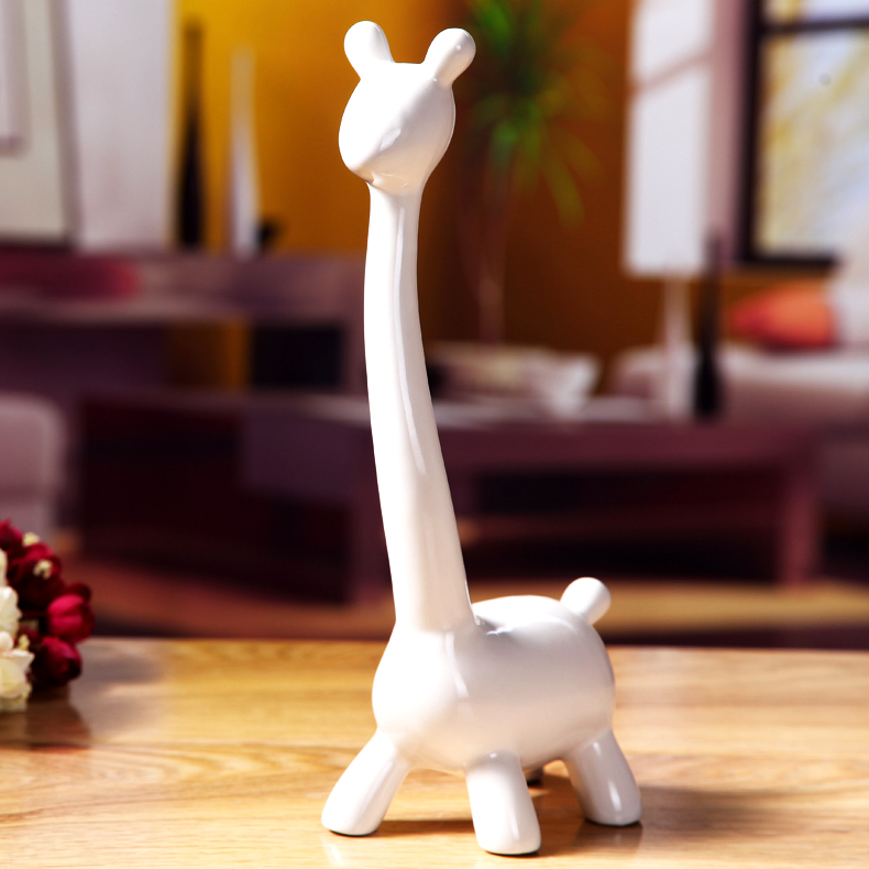 Modern wedding furnishing articles home decoration ceramic handicraft warm family of three of the giraffe