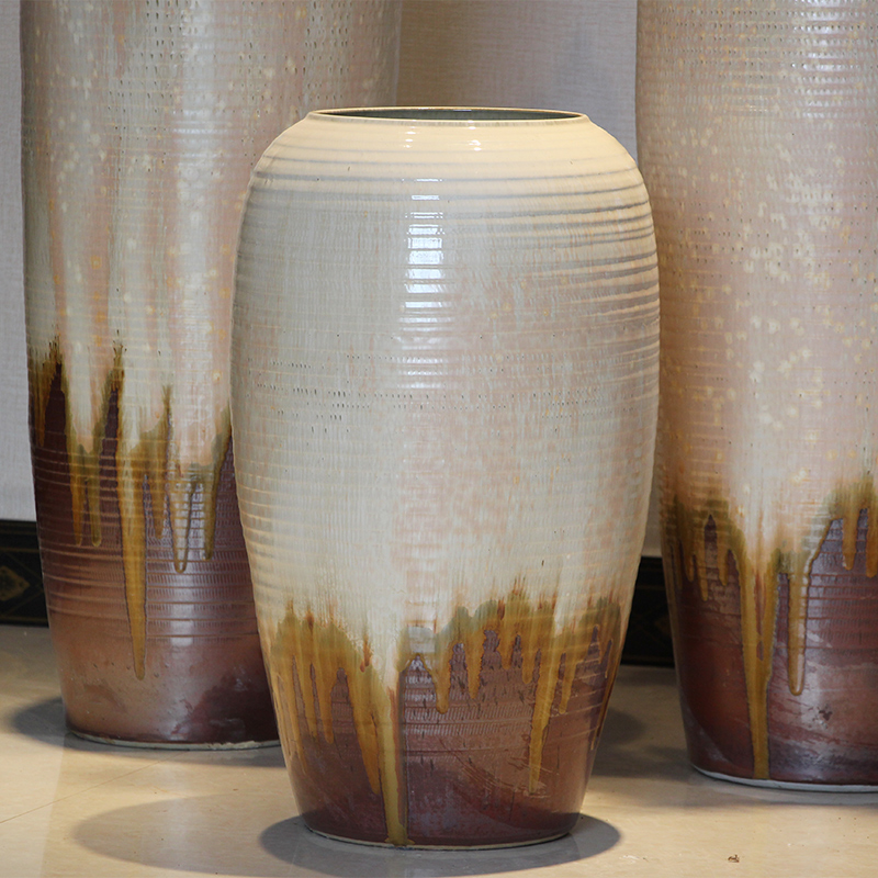 Color glaze up ceramic floor vase vase modern European sitting room decoration to the hotel home furnishing articles