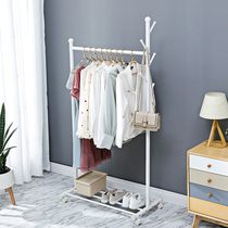 Hanghanger Landing Bedroom Mobile Simple Laundry Rack Single Pole Style Home Folding Indoor Clothes Hat Rack Small