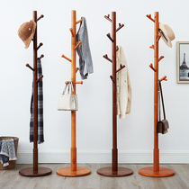 Solid wood coat rack floor-to-ceiling bedroom hanger Clothes rack Simple single rod room hanger Floor-to-ceiling bedroom simple